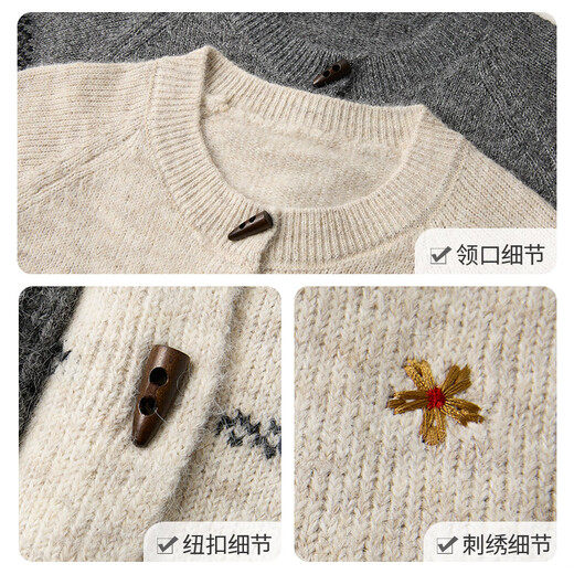 She Enjoys Fair Isle Knitted Cardigan Women's Embroidered Jacquard Soft Wax Sweater Jacket Horn Button Knitted Top Women T54Z114