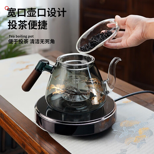 Full teapot set glass side handle kettle electric ceramic stove tea set 2025 new tea set kettle tea stove side handle Xianghe pot (Muqiu model) + SK-B11 electric ceramic stove