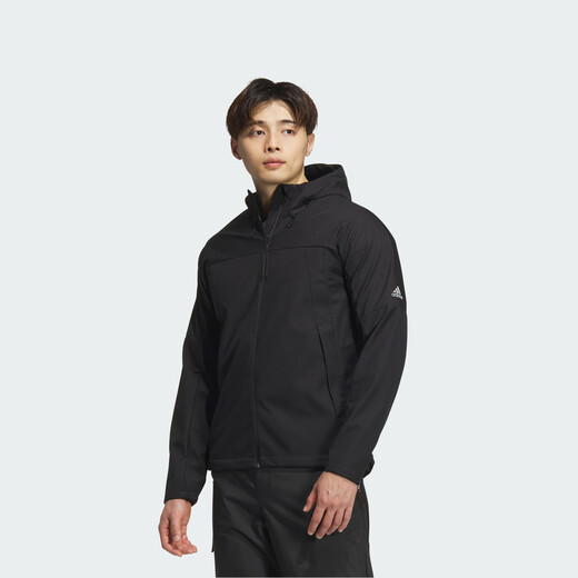 Adidas water-repellent and splash-proof casual simple comfortable hooded jacket jacket for men and women Adidas official light sports black M