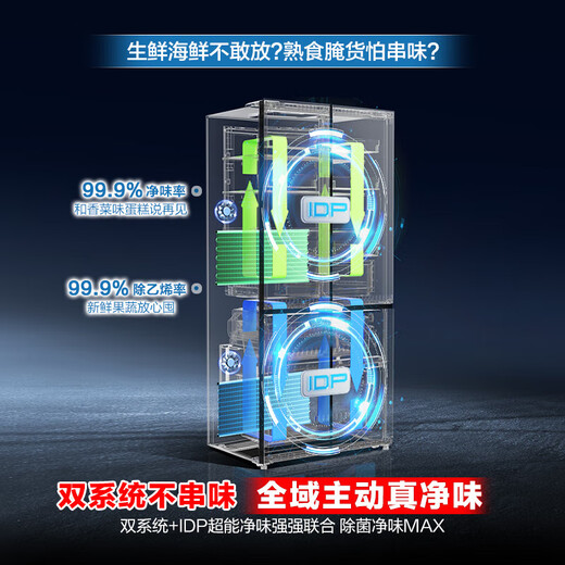 Rongsheng World Cup customized sugar cube 505 double system cross-door ultra-thin embedded refrigerator automatic ice making first-class energy efficiency BCD-505P60CZNAD national subsidy ultra-clean automatic ice making 60cm true zero embedded | bottom heat dissipation