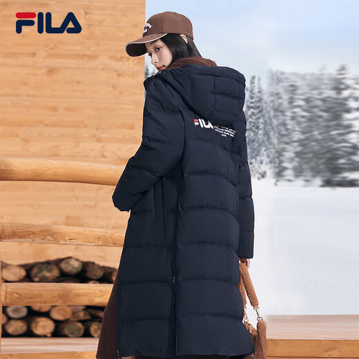 FILA official women's down jacket winter warm and fashionable mid-length warm sports down jacket