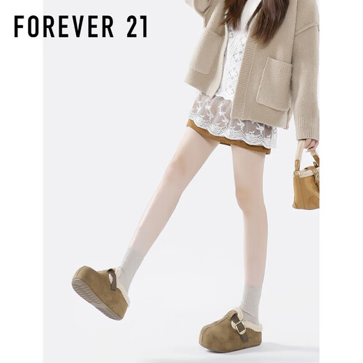 F21 plus velvet all-inclusive Birkenstock shoes for women 2025 new winter outer wear warm and inner heightening thick-soled cotton slippers maroon comfortable and warm Collect and follow for priority delivery 35