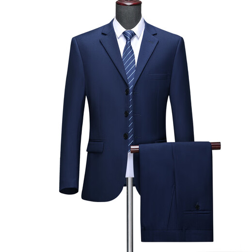 SEVEN 7 Seven brand men's wool suit suit business professional formal wear new knot dress high-end interview handsome suit 168 Baolan three buttons (no split) S 165/46 (please leave a message for what size pants you want)