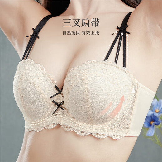 Purple Landi Breast Big Show Small Summer Thin Large Size Underwear Women's Push-Up Adjustable Bra to Shrink Secondary Breasts and Prevent Sagging Whitening-Skin 90F