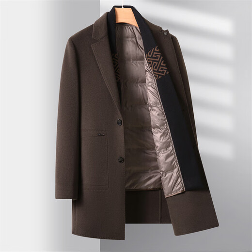 ARMANI EXCHANGE Armani men's autumn and winter new wool coat middle-aged casual business scarf collar removable double-sided woolen coat black L 175