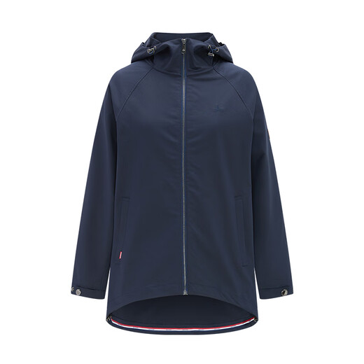 Navigare Italian small sailing windbreaker women's autumn mid-length hooded coat loose commuter windproof jacket navy blue M