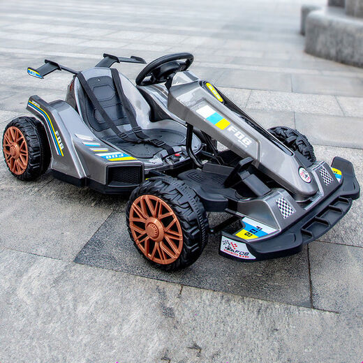 Children's electric toy car, adults can sit on it, children's go-kart, baby remote control car, Internet celebrity four-wheel car balance car, Knight Gray 12V12A extra large battery foam soft wheel, dual drive