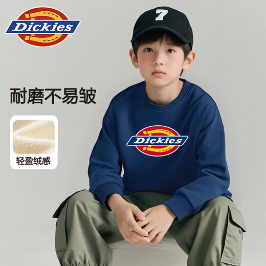 Dickies children's clothing children's sweatshirts plus velvet 2025 new boys' autumn and winter thickened warm tops girls' winter coats trendy