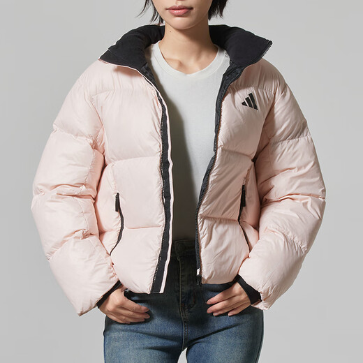 Adidas doudoune à col montant pour femme 25 hiver nouveaux vêtements de sport hydrofuge, coupe-vent et résistant au froid doudoune chaude épaissie noir/style court-ample/à la mode trois bandes M 165 poids recommandé 110-120 Jin Jin équivaut à 0,5 kg