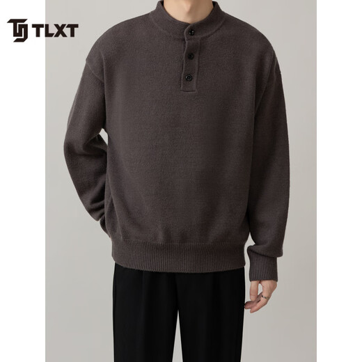 TLXT international first-line brand Henry collar half-cardigan simple sweater men's casual commuting sweater 2025 autumn and winter new style dark gray S