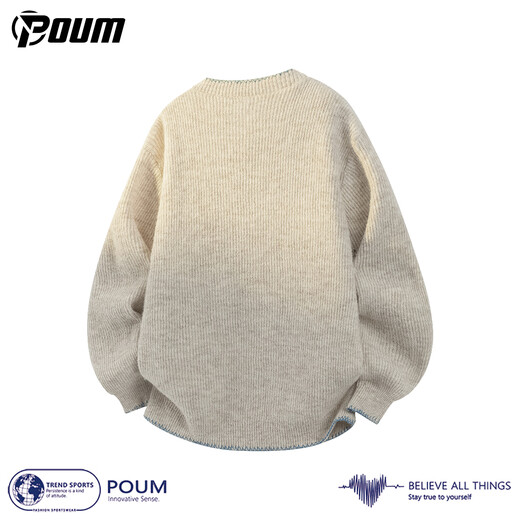 POUM Henry collar sweater men's winter high-end warm inner layering top MZ0057 apricot M