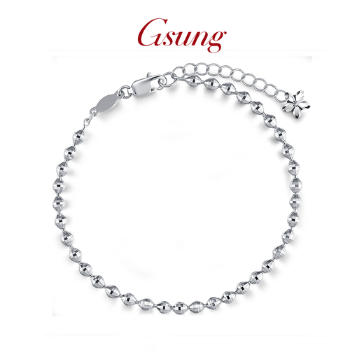 GsunG platinum round laser bead bracelet for women PT950 pure platinum round bead chain, high-end gift for wife, priced by gram, contact before bidding