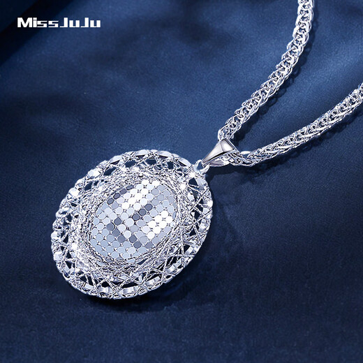 Miss JuJu pt950 platinum pigeon egg pendant for women platinum necklace oval brushed necklace fashion set chain small version pendant 4.2-4.4g + delivery silver chain