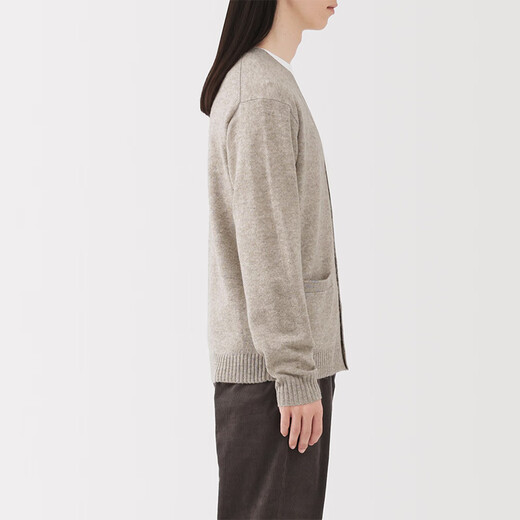 MUJI men's wool washable high-gauge V-neck cardigan men's knitted sweater autumn and winter 25 years AA0PHA5A oatmeal color L (175/100A)