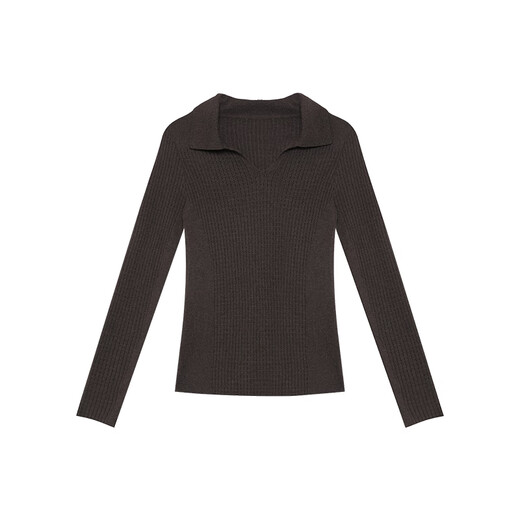 Semi-circular sheep wool blended yarn original women's clothing sports 2025 autumn and winter loose V-neck slim sweater for women gray (pre-sale) M