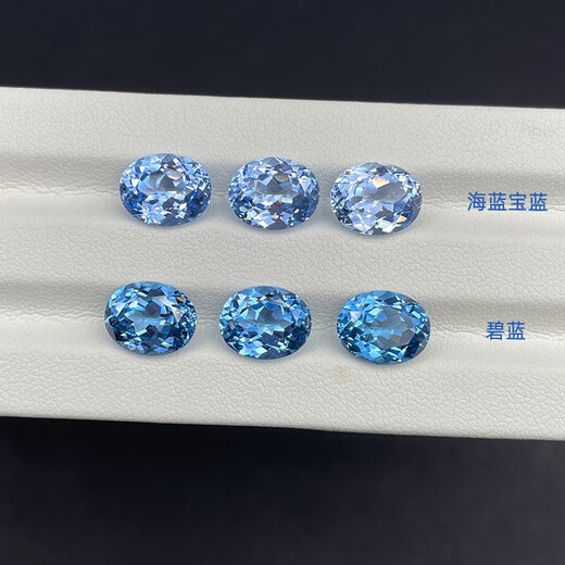 Zhou Runxi's laboratory-grown spinel, aquamarine Santa Maria color, loose stone for customized jewelry inlay processing, high precision cut/5 7mm/aquamarine blue/approximately 1 carat