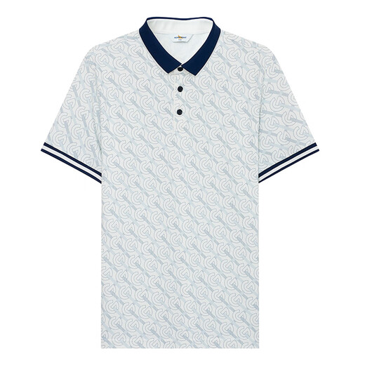 HENRY GRANT Henry Grant 2025 Summer Printed Logo Contrast Color POLO Shirt Men's Trendy Short-Sleeved Lapel T-Shirt White (QST242730U366) One Size 46 (170/92A)