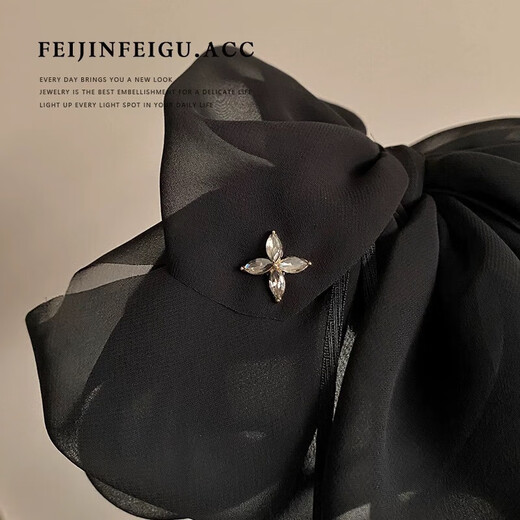 Black bow ribbon hair accessories hairpin ponytail catcher on the back of the head large headdress hairpin hairpin catcher fabric 1 chiffon bow ribbon ponytail clip