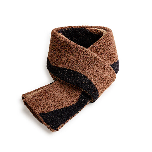 MADEN workwear retro double-sided grain velvet scarf Navajo striped plush soft waxy warm scarf for men and women autumn and winter coffee color