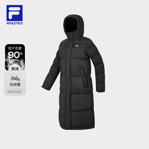 FILA official women's mid-length down jacket 2025 winter 90 goose down high-pile 740+ warm and cold-proof jacket
