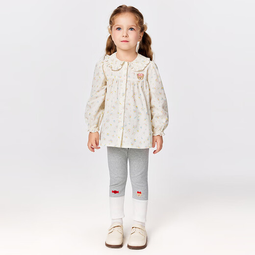 PawinPaw shopping mall same style cartoon bear children's clothing 25 years new winter new baby girl casual shirt Ivory ivory/39 110
