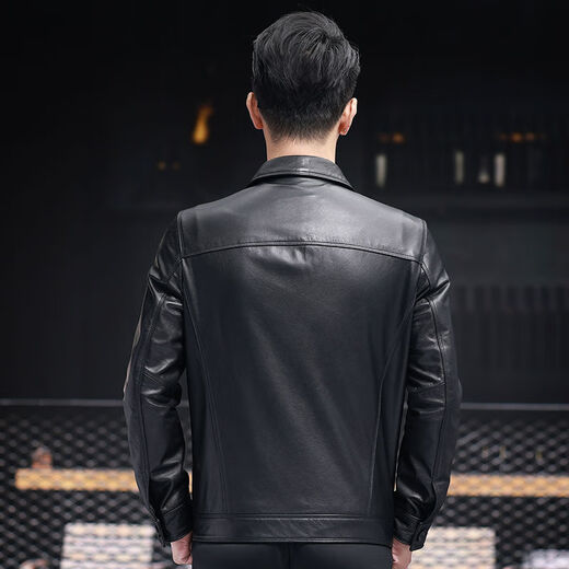 VBA new top layer cowhide Haining genuine leather jacket men's spring and autumn daddy business jacket short 6005 black M M95-105Jin Jin is equal to 0.5 kg