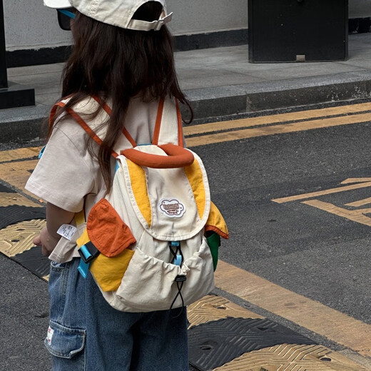 Lugeli parent-child backpack Japanese and Korean simple contrasting color casual backpack boys and girls travel hiking backpack children back to school school bag parent-child mountaineering bag small size