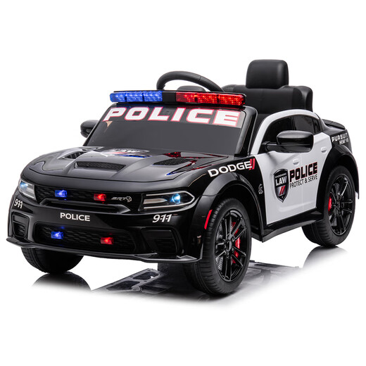 Lookbaby (lookbaby) genuine authorized Dodge children's electric car children's electric car children's car drivable children's car police car standard black and white | police car lights + 12V4.5A battery + remote control