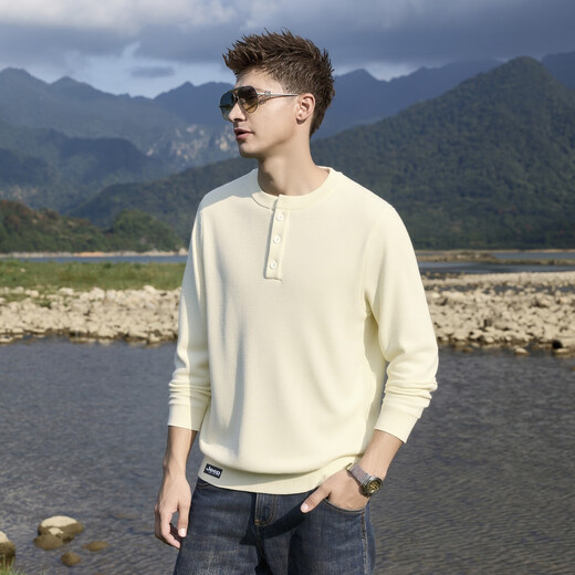 Jeep (JEEP) American retro Henry collar sweater for men, autumn long-sleeved knitted bottoming shirt for men, casual versatile sweater jacket for men, Xiaobai Xing M