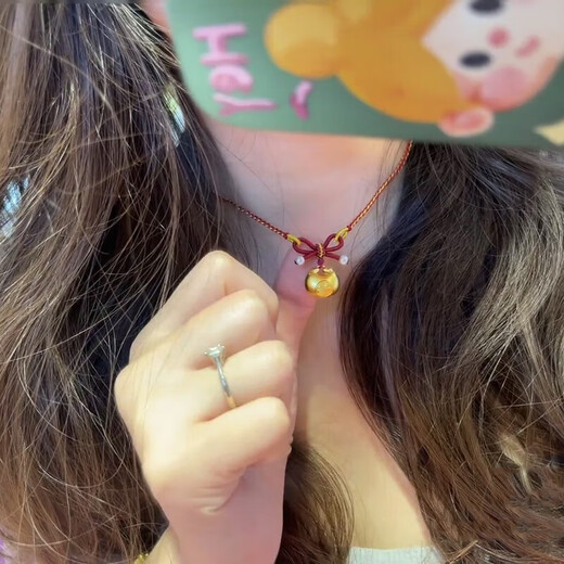 Wanke decorated with au999 gold fat blessing pendant gold necklace women's gold transfer beads imitation gold safety lock baby small fat blessing about 1 gram red rope necklace gold wrapped with silver