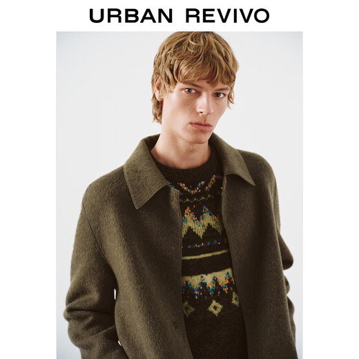 UR new winter men's casual amber streamer lapel coat UMF150102 gray green S