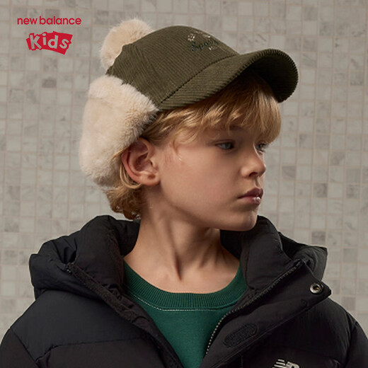 NEW BALANCE children's new fashion casual embroidered classic corduroy peaked cap ND8QE4E023 military green 054