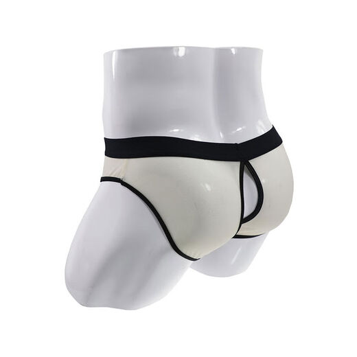 Low-waist men's thong mesh hollow translucent underwear sexy close-fitting breathable youth casual shorts off-white one size fits all recommended 110-145 Jin Jin equals about 0.5 kg