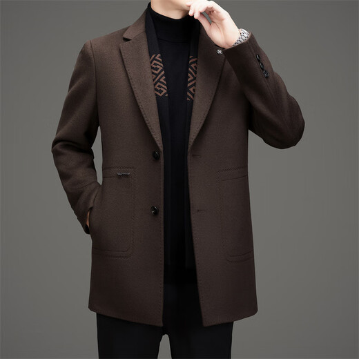 ARMANI EXCHANGE Armani men's autumn and winter new wool coat middle-aged casual business scarf collar removable double-sided woolen coat black L 175