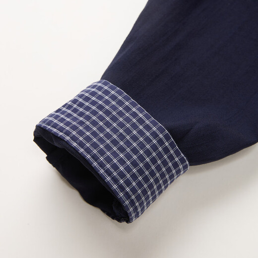 IEF/Aiyifu plus size women's clothing 2025 new autumn Korean style literary intellectual commuting all-match shirt navy blue 3XL