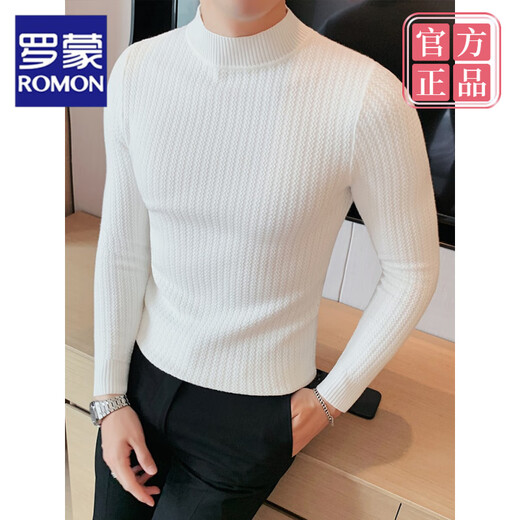 ROMON half-turtleneck sweater for men in autumn and winter Korean style slim-fitting men's bottoming shirt high-end men's knitted sweater black M Jin Jin equals 0.5 kg