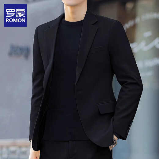 Romon casual suit men's one-piece suit jacket trendy formal suit black one-button one-piece XL 175