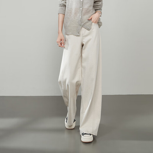 ESE-Y Yiyang 2025 star same style non-fading denim blue straight jeans for women autumn new wide-leg pants denim blue-regular 29