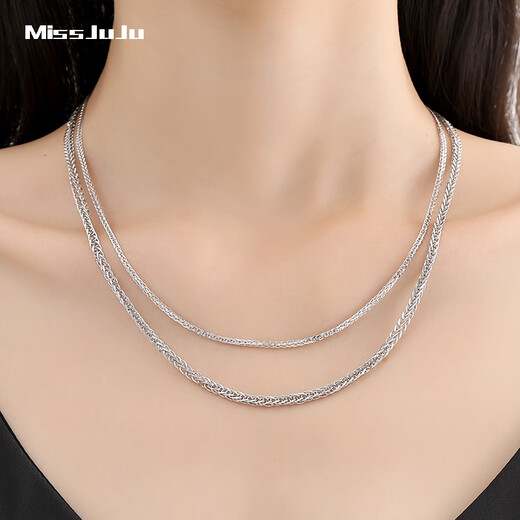 Miss JuJu pt950 Platinum Chopard Necklace Women's Premium Real Platinum Pendant Plain Chain Sweater Chain Weight 2.4-2.6g Length 40cm Thick About 0.9mm Abalone Buckle