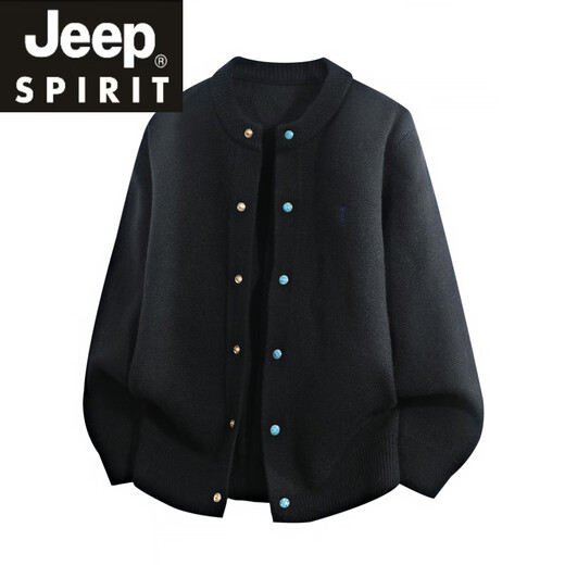 JEEP SPIRIT Jeep colorful buttoned sweater for men in autumn and winter Korean style simple Henry collar cardigan sweater boyish ootd loose gray 2XL