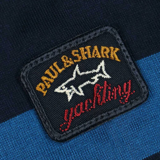 PAUL&SHARK (Paul Shark) men's long-sleeved POLO shirt, classic striped embroidered logo top, fashionable men's clothing, dark blue (blue, orange and yellow stripes) I14P1078 477 M size loose version