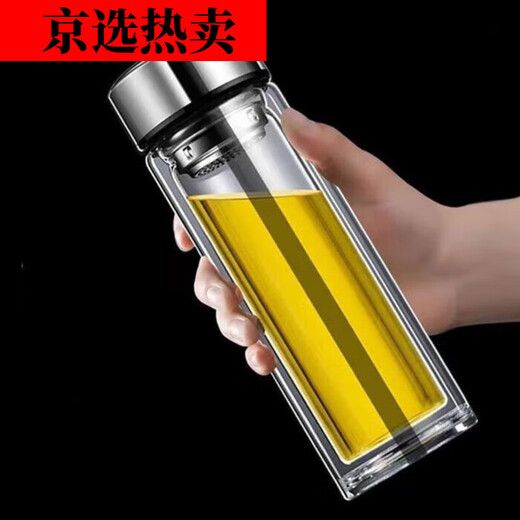 Solista Jiuyang unbreakable tempered glass 500ml drop-resistant high temperature borosilicate double-layer glass cup protective cover men's tea cup steel color 350ml anti-fall and explosion-proof double-layer high
