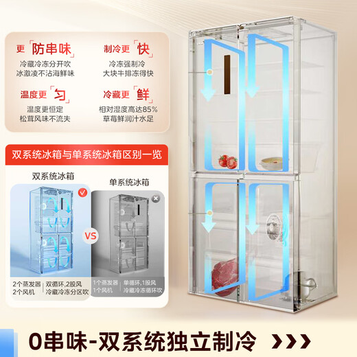 Midea 540 cross four-door door-to-door inverter first-level dual-system dual-cycle large-capacity air-cooled frost-free smart white ice refrigerator government subsidy MR-540WSPZE