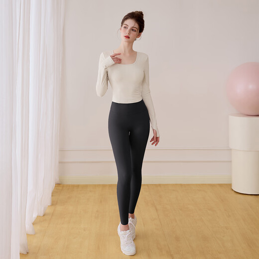 LULULMCCTN long-sleeved yoga clothes for women 2025 autumn and winter new Pilates professional training sports fitness suit milk white long-sleeved M