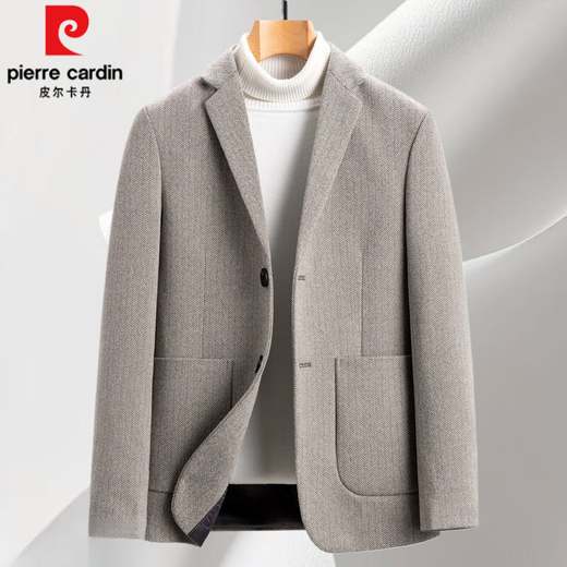Pierre Cardin autumn and winter wool suit men's woolen coat short herringbone suit jacket business casual high-end single suit 6832 gray L 175 (115-130Jin Jin equals 0.5 kg)