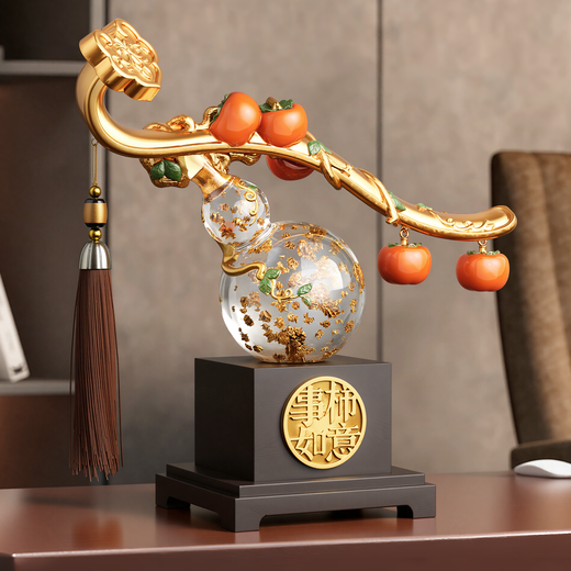 BHM Shishi Ruyi Living Room Decorations Office Wine Cabinet Decorations Moving New Home Housewarming Gifts Practical and High-end Gifts Shishi Ruyi Gilded Style (Gift Box)