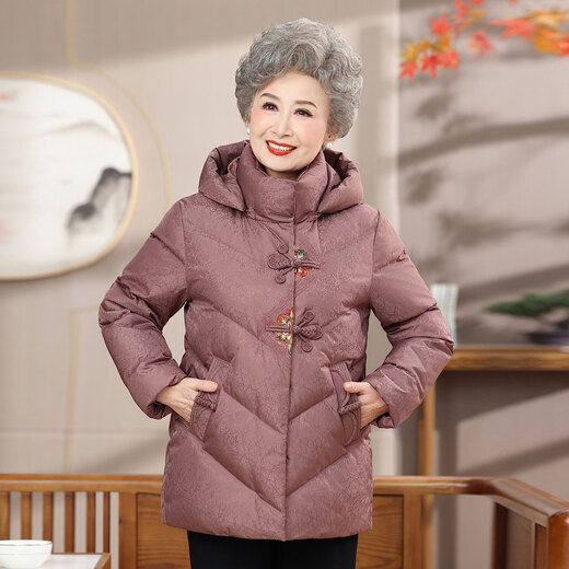Yaya (YAYA) middle-aged and elderly mothers' down jacket hooded women's winter 2025 new style grandma and elderly clothes mid-length versatile coat