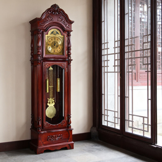 Honghe floor clock living room mechanical Chinese retro floor clock chime mechanical clock German copper core winding 2013 mahogany color Polaris mechanical spring movement