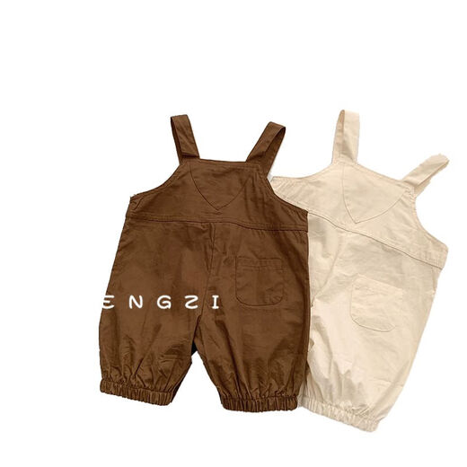 Ins Korean style infant clothes, summer clothes for men and women, all-match open overalls jumpsuit, outdoor climbing suit, khaki 66cm 66cm