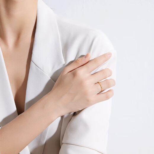 Ningfeng Sansheng III plain ring 9999 pure gold ring for male and female couples, aperture tail ring for girlfriend, glossy ring No. 7 1g